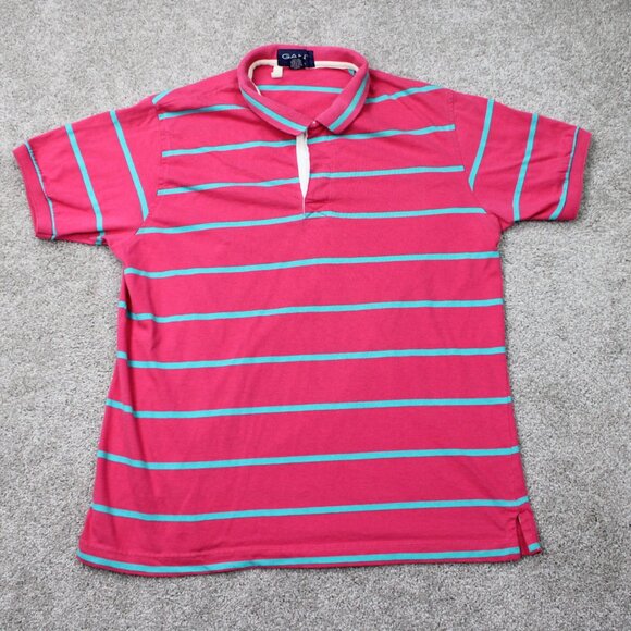 Gant Rugger Polo Shirt Mens Large Pink/Blue 100% Cotton Short Sleeve Pullover - Picture 1 of 11